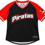 Playera Cuello v Hombre negro y rojo